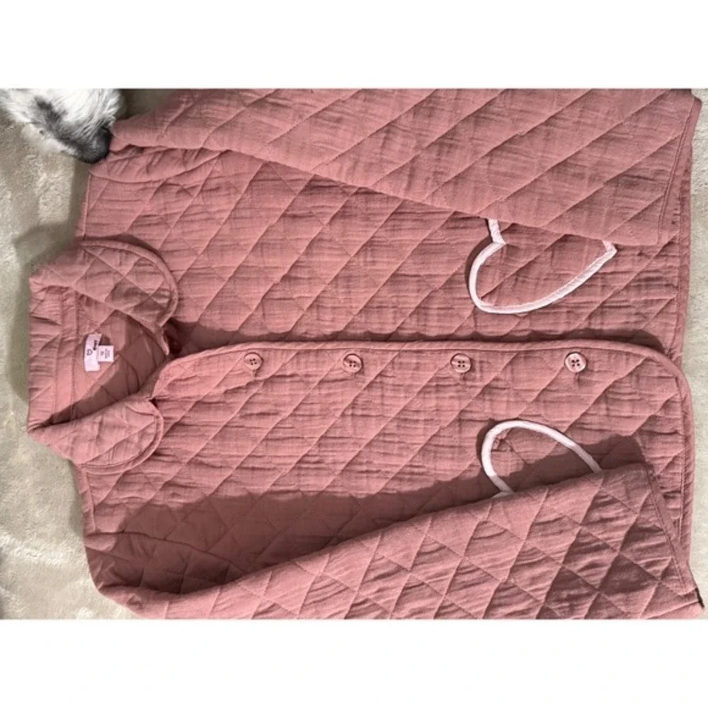 Quilted Heart Pocket‎ Gauze Jacket Dusty Rose Pink Button Down Size 12 girls